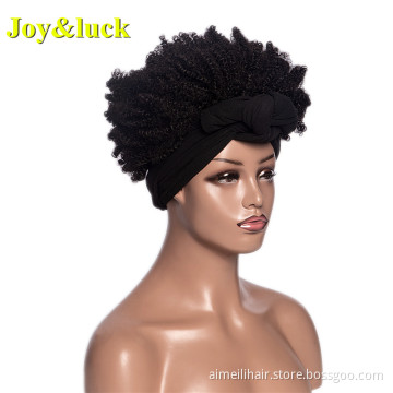 Wholesale prices Scarf Wig for African Women Ladies Hair  Black Hairband Short Afro Kinky Curly Headband Wig Synthetic Hair Wigs